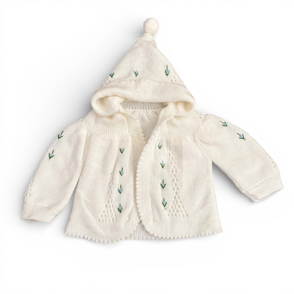 Vintage Baby Knit Hooded Sweater Size 3-6 Months